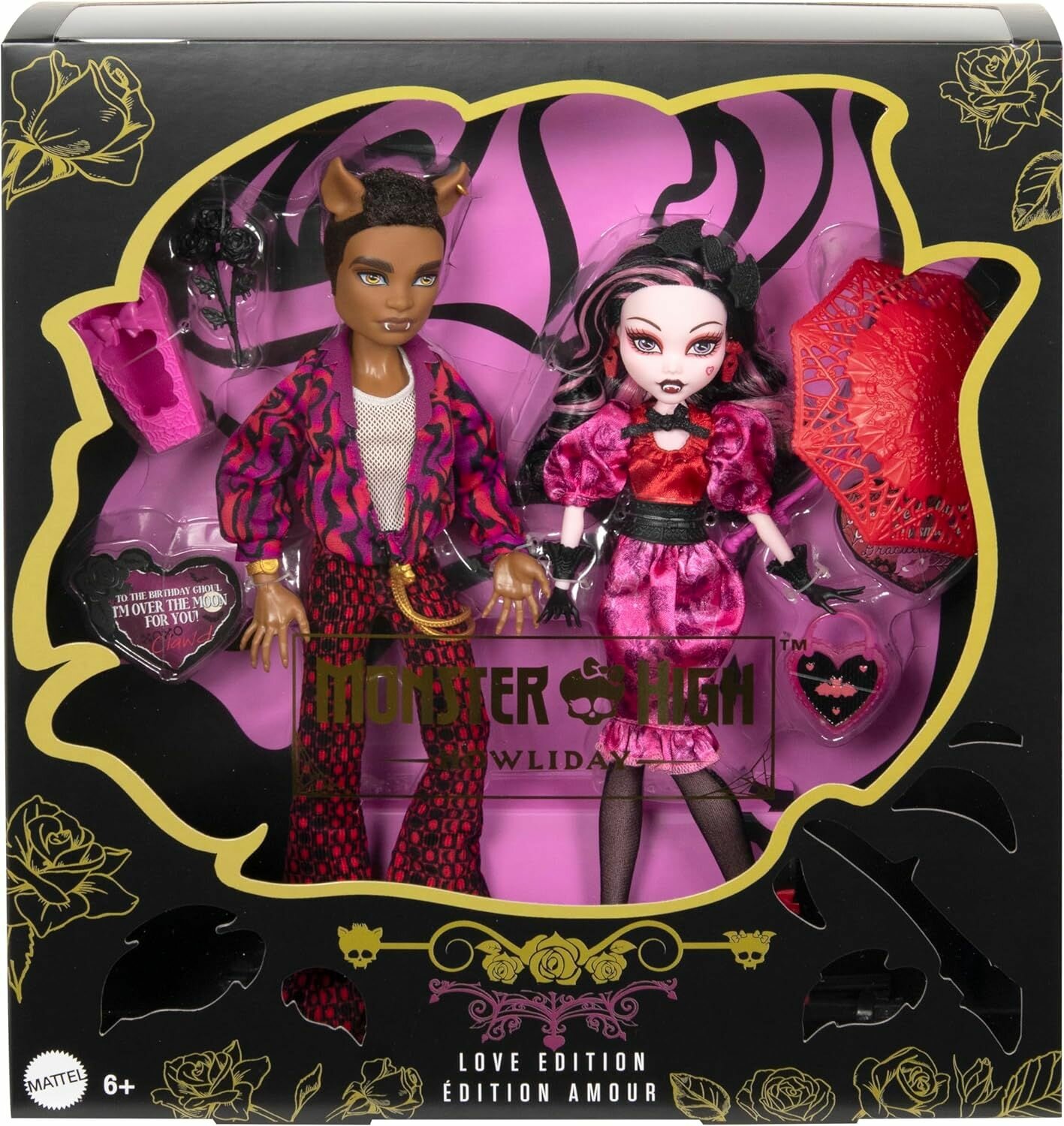 Коллекционная кукла Monster High Dolls, Draculaura and Clawd Wolf Howliday Love Edition Collector