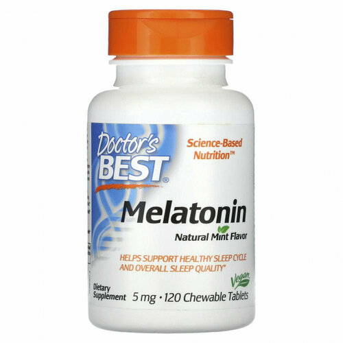 Doctor's Best, мелатонин, натуральная мята, 5 мг, 120 жевательных таблеток