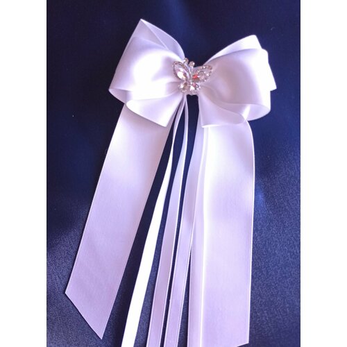 Бант белый праздничный Бабочка для девочек девушек на Выпускной1СентябряДень Рождения 450₽