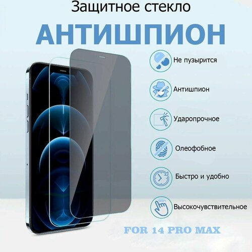 Защитное стекло антишпион для Iphone 14 Pro Max / Антишпион на Айфон 14 Про Макс, на весь экран