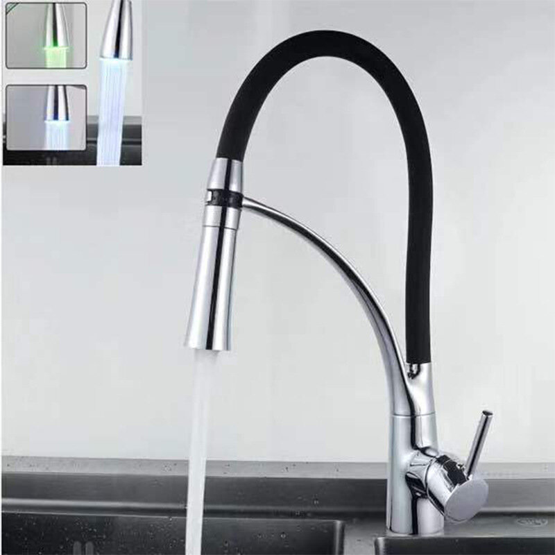 фото Кухонный кран из нержавеющей стали 304, выдвижной кран, выдвижной матовый кран для горячей и холодной воды из нержавеющей стали, бытовой