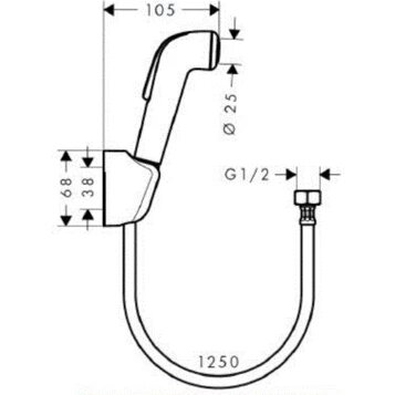 Гигиенический душ со шлангом 125 м и держателем ½’ Hansgrohe 32127000