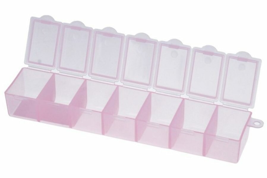Коробка пластиковая для мелочей GAMMA пенал прямоугольный, розовый/прозрачный, 7ячеек, 1шт