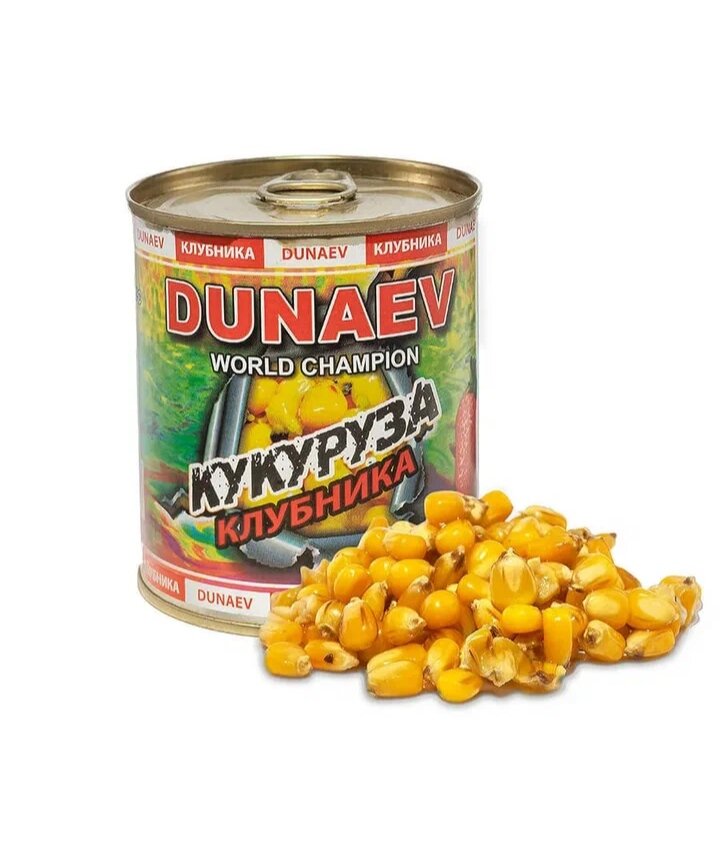 Добавка для прикормки Dunaev (металлобанка) 320 мл кукуруза Клубника / Прикормка натуральная