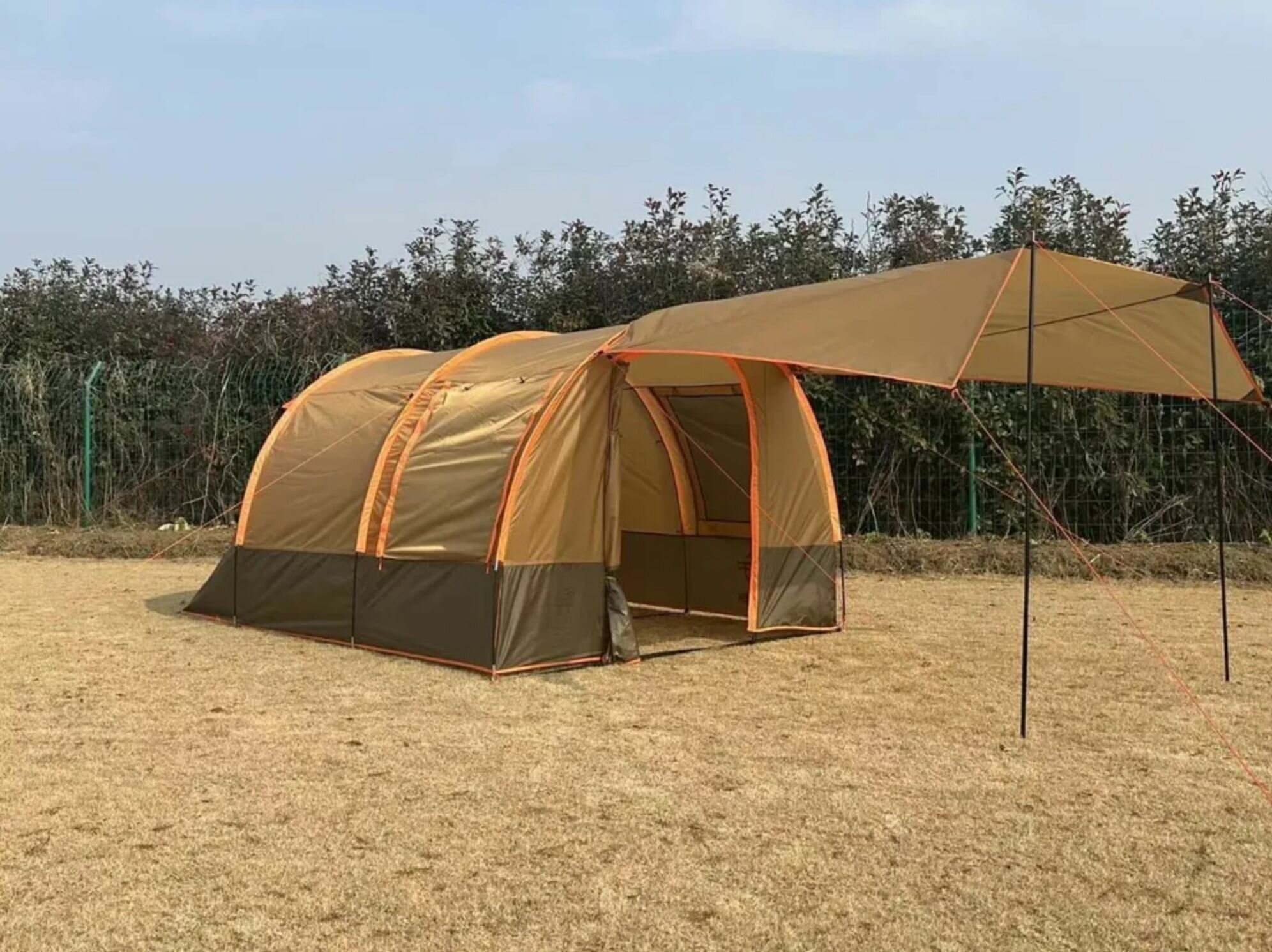 Туристическая двухслойная палатка с тамбуром и навесом, 4-местная для кемпинга, рыбалки и отдыха