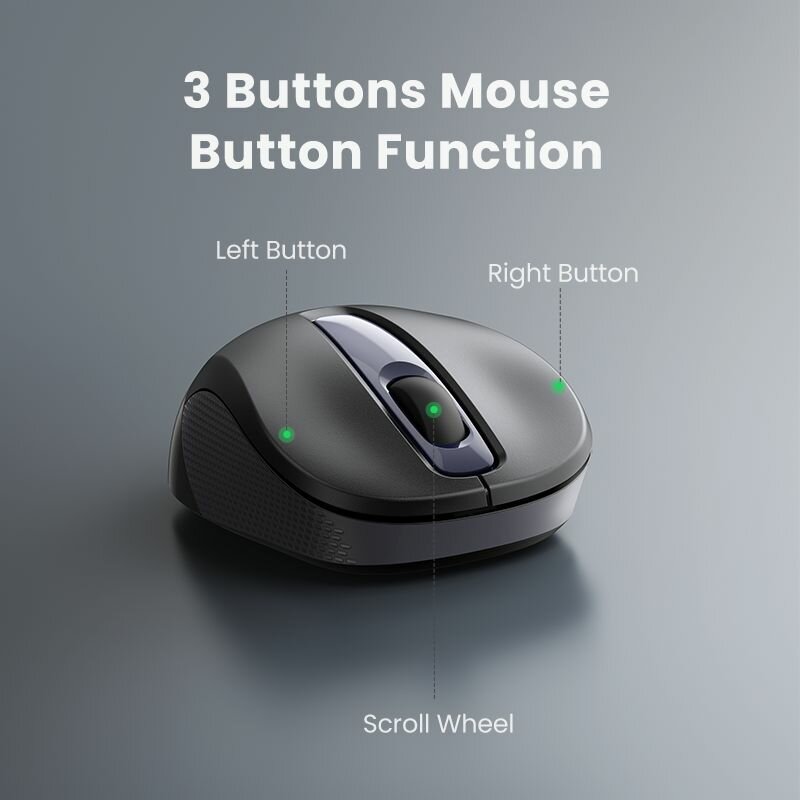 Беспроводная компьютерная мышь UGREEN MU003 (90371) Portable Wireless Mouse чёрная — фото 1
