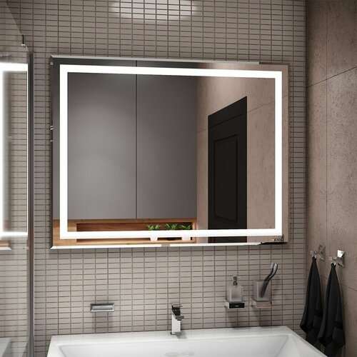 Зеркало для ванной санакс 45244 800 х 600 мм с внутренней LED подсветкой горизонтальное кнопочное включение 6400₽