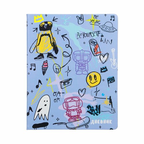 BY Дневник шк А5 208165см 48л Паттерн на синем тв обл иск кожа с цв печатью закл 6 штук 2148₽