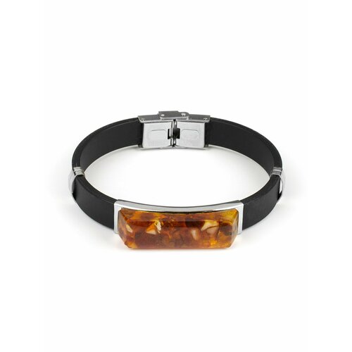 Браслет, янтарь, золотистый, оранжевый, черный