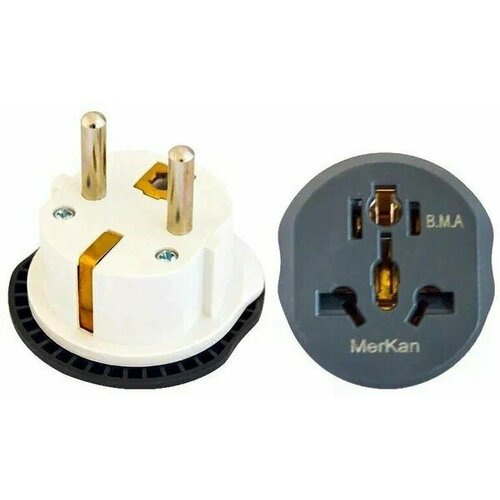 Переходник Merkan 16А , универсальный , серый 1 шт.