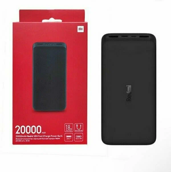 Портативный аккумулятор Xiaomi Redmi Power Bank Fast Charge, 20000 mAh, черный, упаковка: коробка