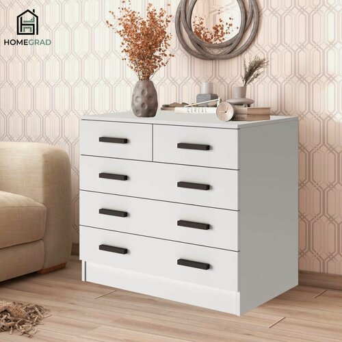 Изображение товара Комод HomeGrad "Boston", 81x80x50 см, 5 выдвижных ящиков, белый