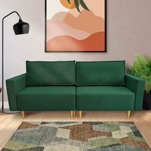 Раскладной диван кровать Чикаго прямой модульный, механизм еврокнижка, 217х85х84 см, зеленый