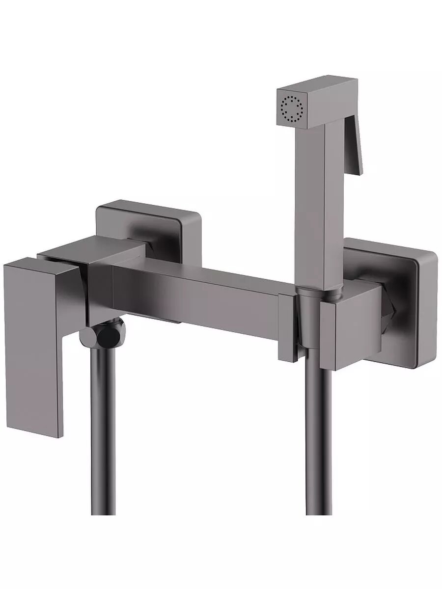 Смеситель Splenka S98.51.07, керамика, с гигиеническим душем, серый