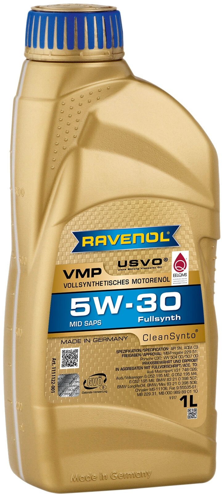 Масло моторное VMP 5W-30 1л (синтетика) RAVENOL 1111122001