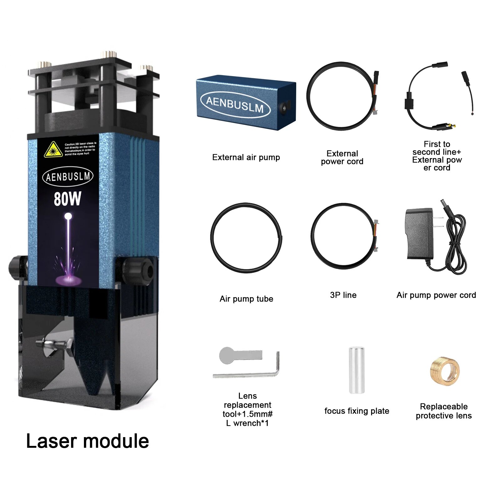 Лазерный модуль AENBUSLM 40W 80W для лазерной гравировки, 80W-Pro-12V