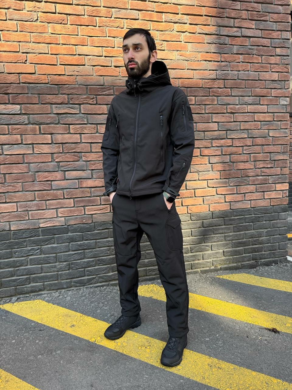 Тактический костюм softshell чёрный
