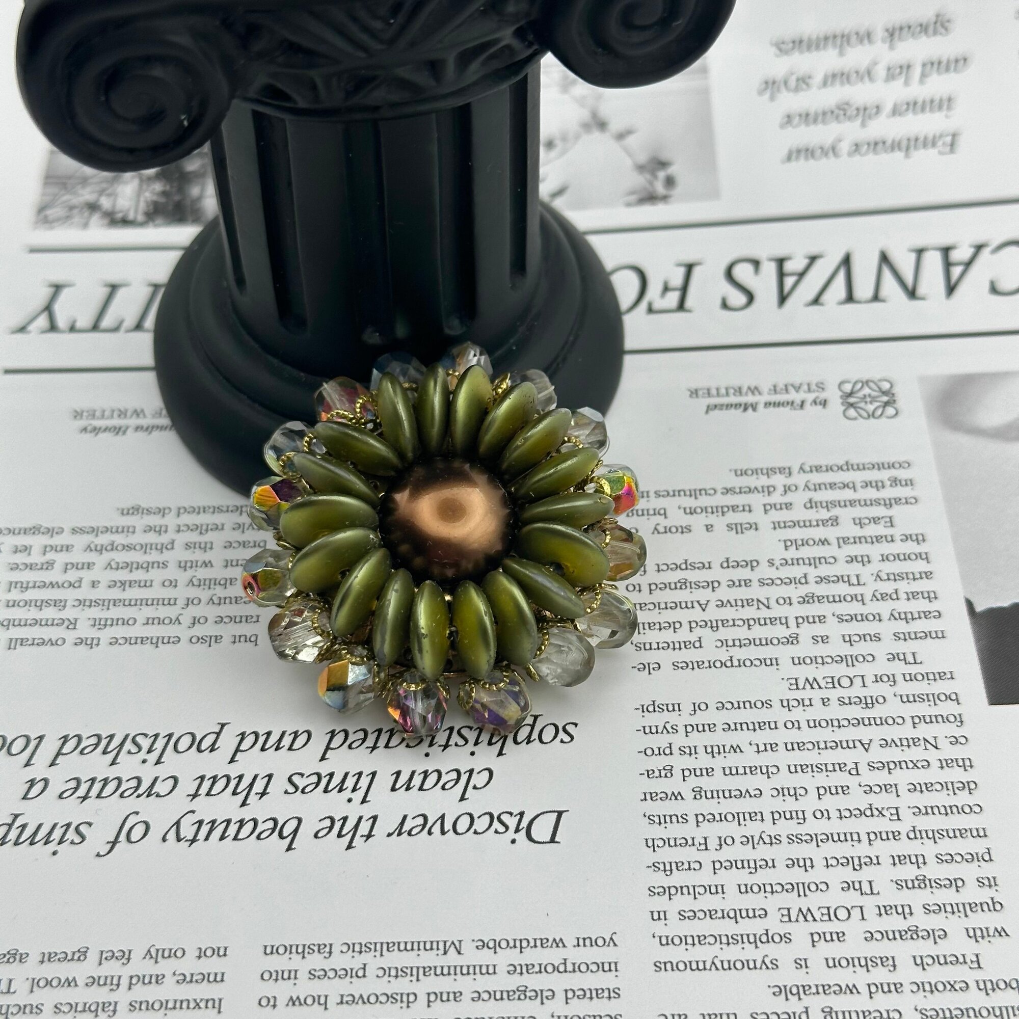 Советская винтажная наборная брошь, Аврора Бореалис, Чехословакия