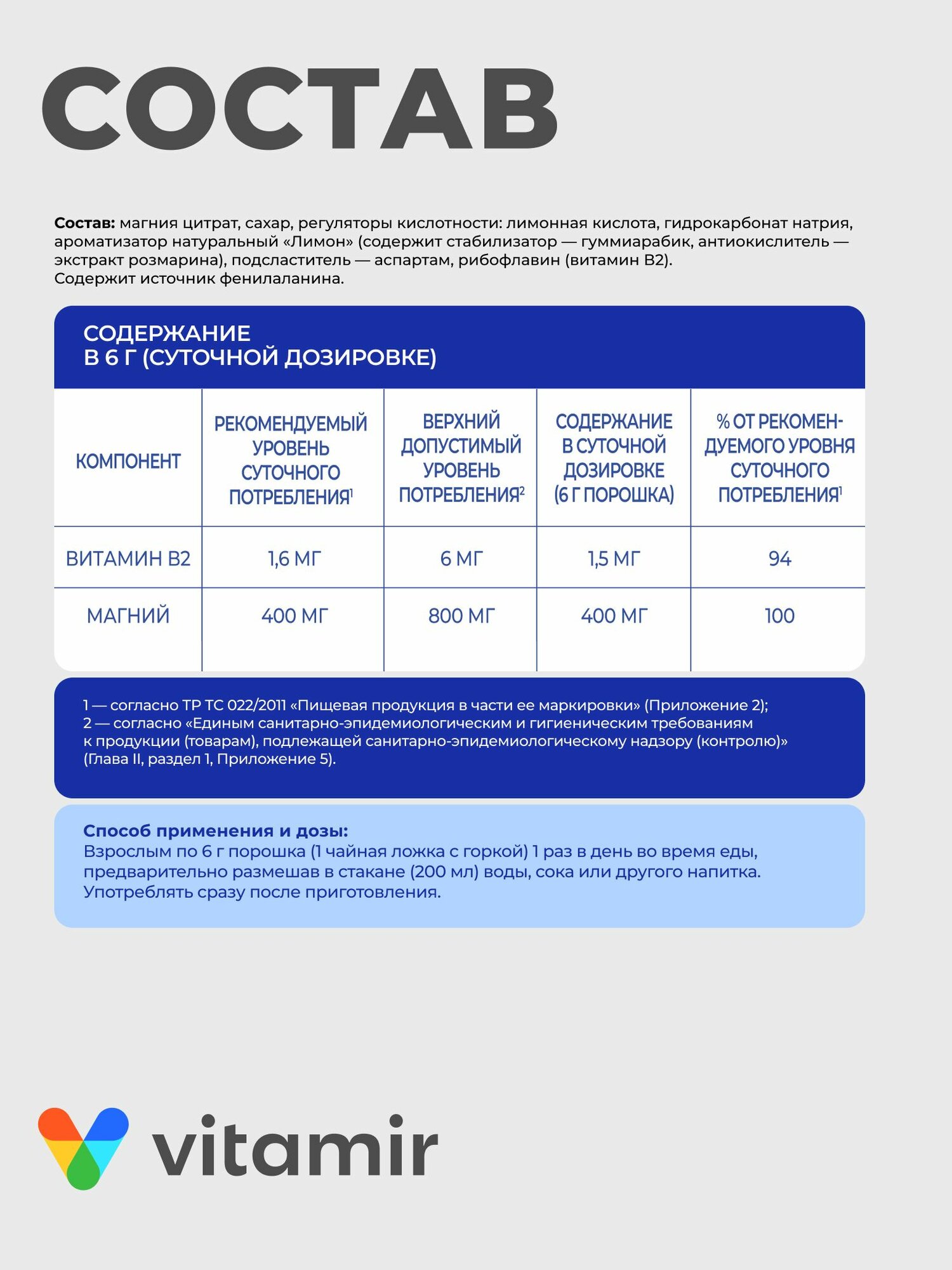 Магний цитрат форте 400 мг VITAMIR PRO / Магний порошок, бад антистресс для нервной системы / 460 г — фото 1
