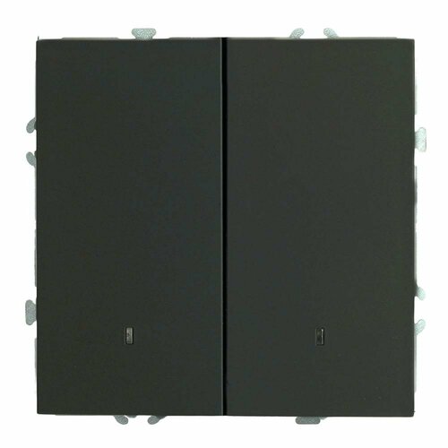 Выключатель 2-клавишный c индикатором (механизм), STEKKER, 250В, 10А, серия Эмили, RSW10-5102-05, черный уголь, soft to