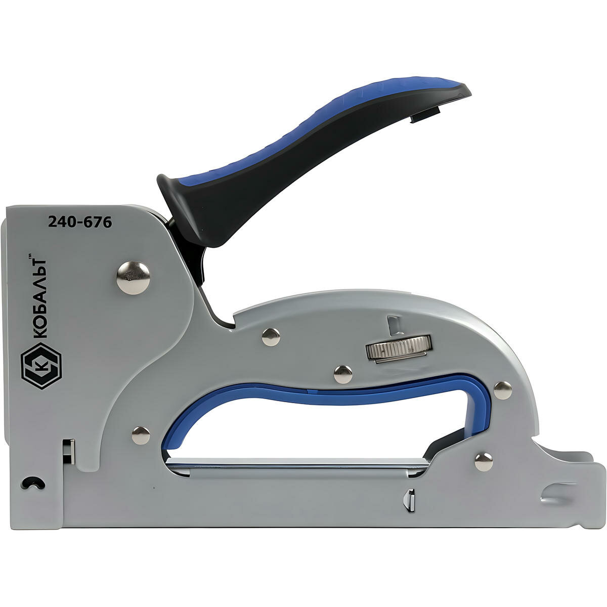 Степлер для скоб Т140 (6-14 мм, регулятор удара, увеличенный магазин) кобальт 240-676