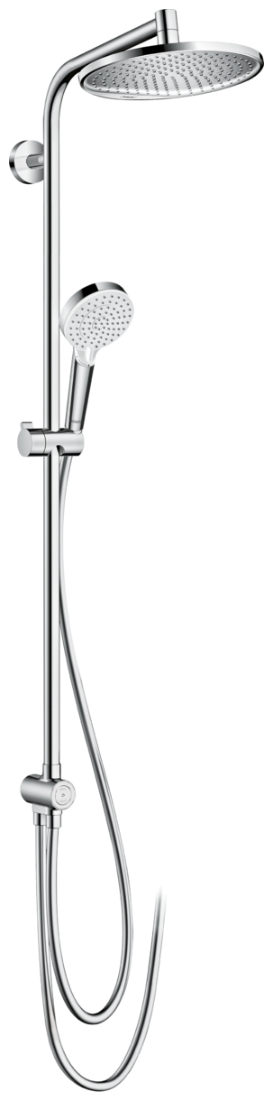 Hg crometta s душевая система showerpipe: верх. душ 240 1jet ручн. душ шланг ecosmart цвет: белый хром 27270000 Hansgrohe