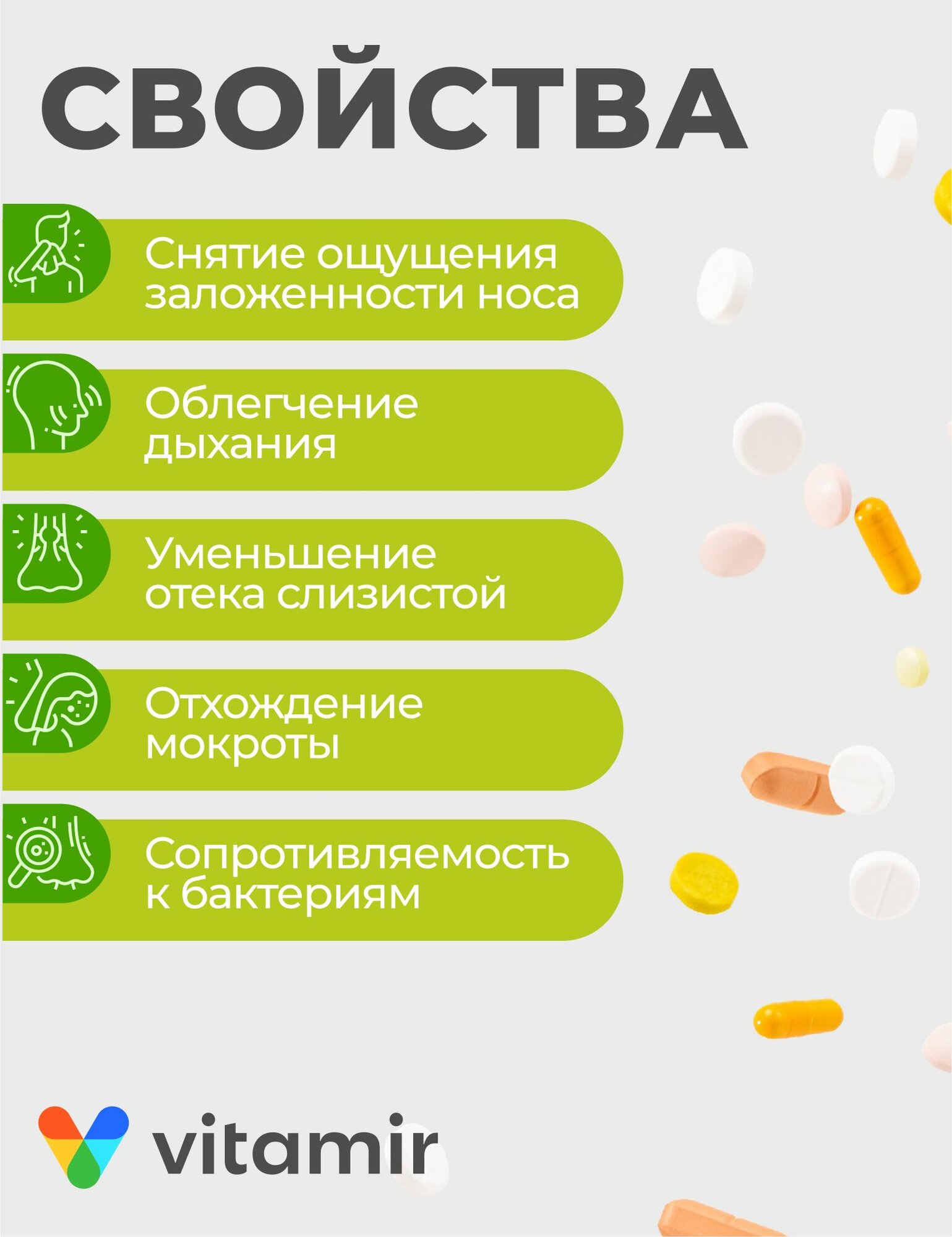 Картинки Синуфронт VITAMIR комплекс растительных экстрактов с рутином для очищения верхних дыхательных путей, таблетки №50