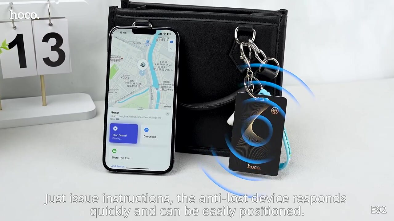 Беспроводная метка GPS-трекер маячок Карта AirTag Hoco E92 Saviour Anti-Loss Device черный — фото 1