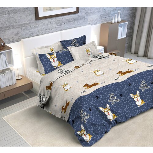 Комплект постельного белья 1,5 спальный Бязь Френдс Корги и Такса