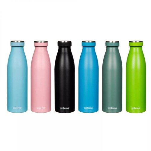 Термобутылка из нержавеющей стали Hydrate, 500 мл, бирюзовый, серия Бутылки для воды, Sistema, SI550_синий — фото 1