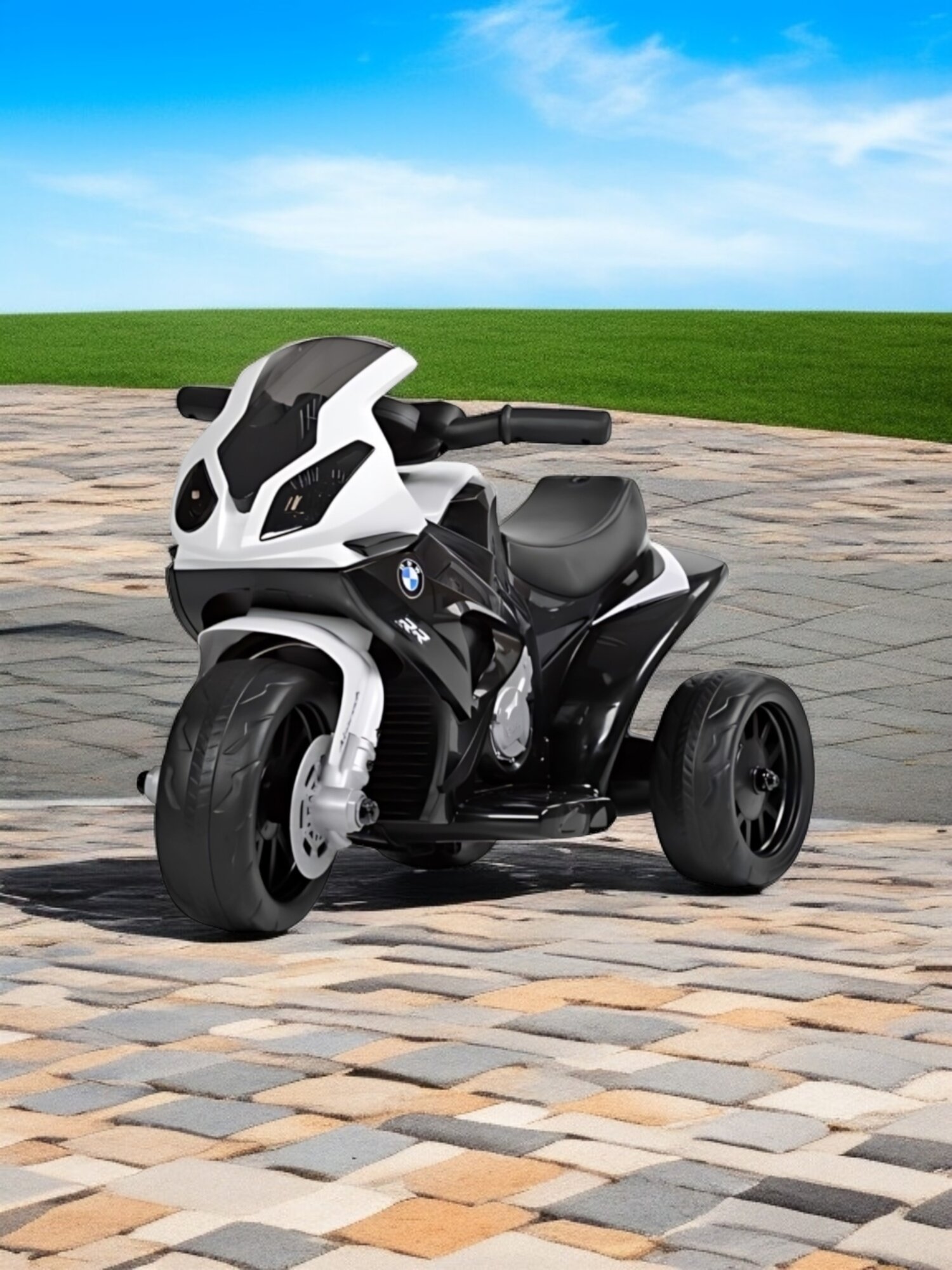 Детский мотоцикл Jiajiale BMW, черный, белый, для детей 1-3 лет