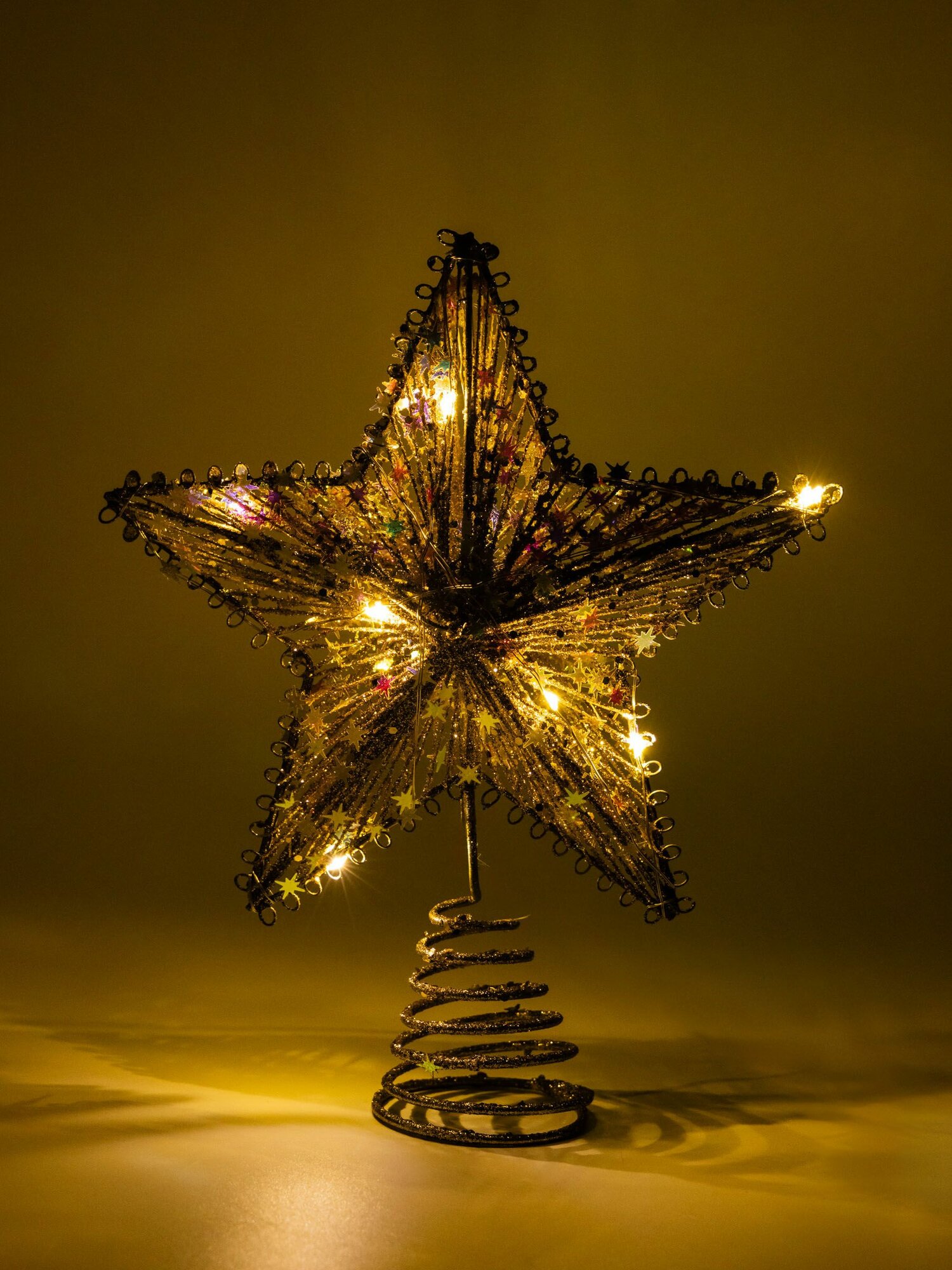 Звезда на елку  20х25 см  с подсветкой  полиэстер металл  шампань  Звезды  Christmas sparkle