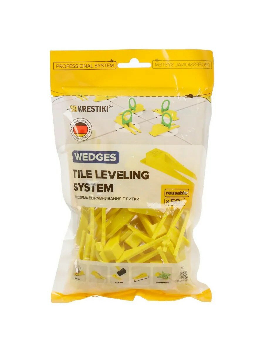 Клинья для плитки 50 шт 3D+ СВП желтые К00005564