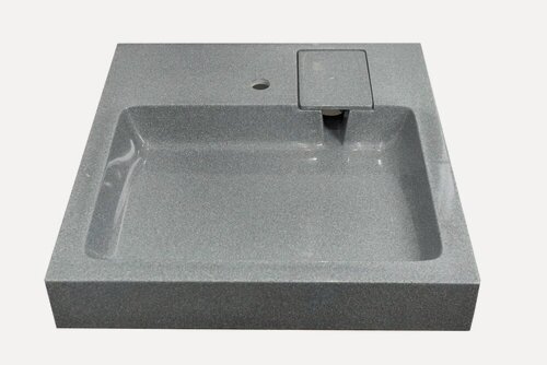 Изображение товара Раковина над стиральной машиной Stella Polar Солярис 60x55 на кронштейнах, серая, глянцевая, раковина для ванной из искусственного мрамора, прямоугольная