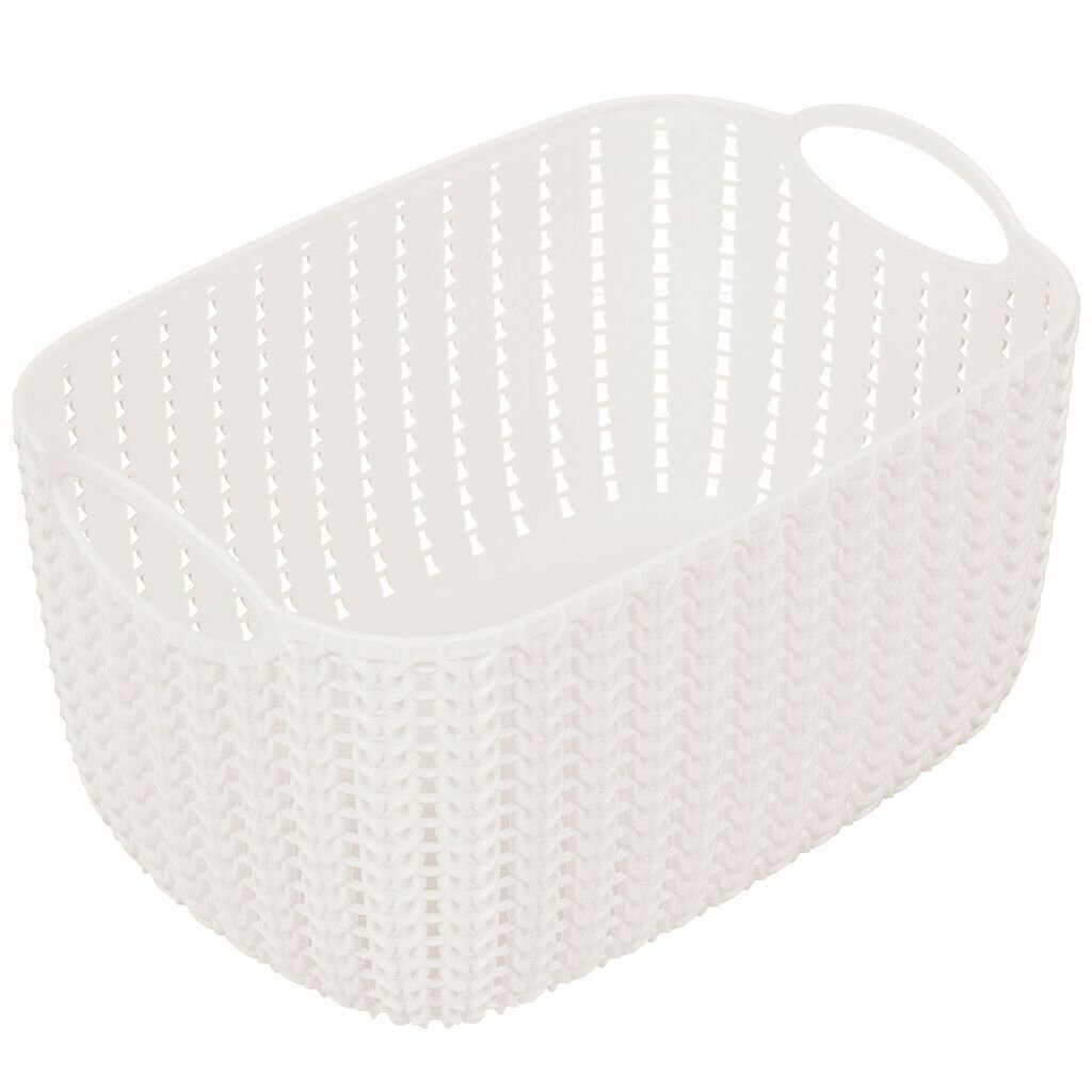 Корзина 4 л прямоугольная плетеная пластик белый ротанг Idea Вязание М2380