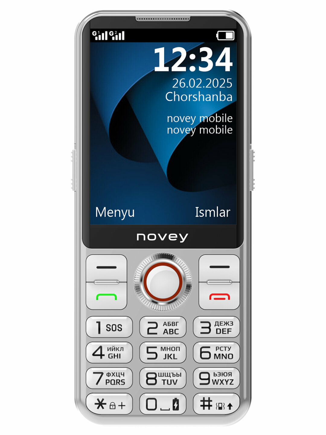 Кнопочный мобильный телефон Novey P100 с 2 - SIM слотами, серый