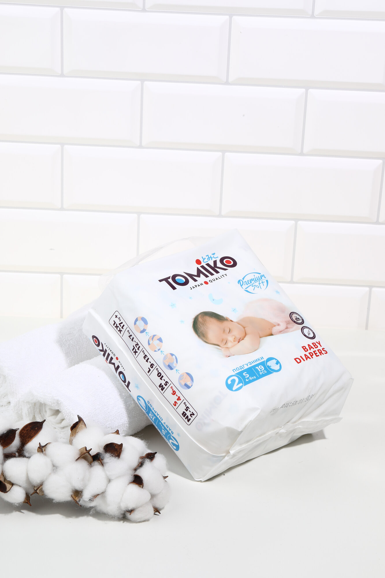 Подгузники Tomiko Premium Soft S, для малышей от 4-6кг, 19шт — фото 1