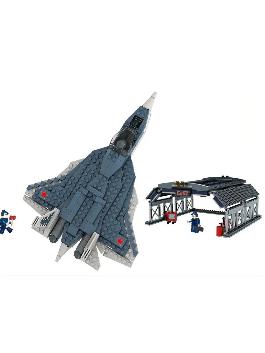 Конструктор Brick Labs СУ-57 с ангаром обслуживания 657 дет. — фото 1