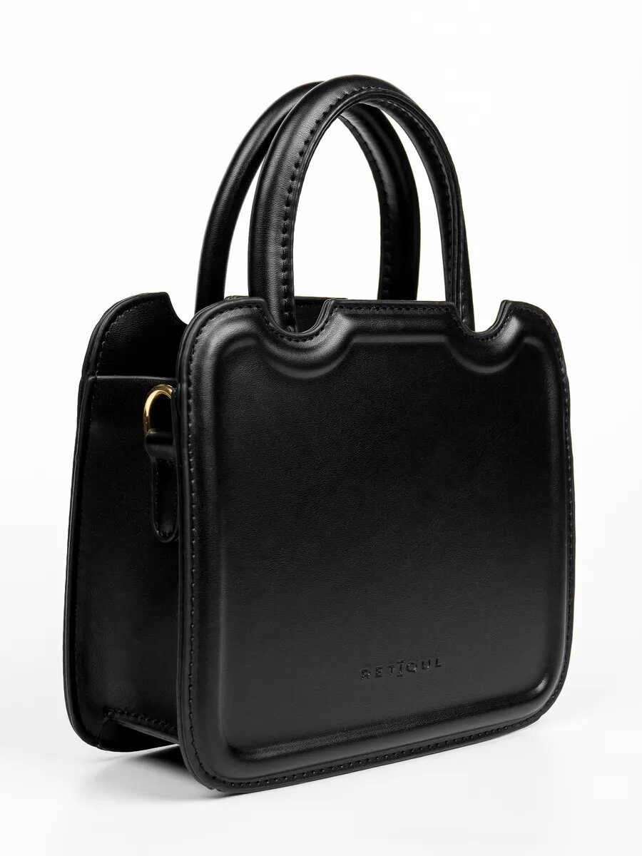 Сумка клатч , фактура гладкая, черная — фото 1