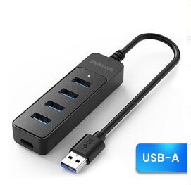 4 в 1 USB хаб с портом питания Type-C, кабель 0.3 м, компактный и прочный для мобильных устройств