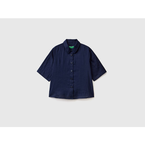 Рубашка UNITED COLORS OF BENETTON, размер XS, синий рубашка united colors of benetton размер xs бежевый