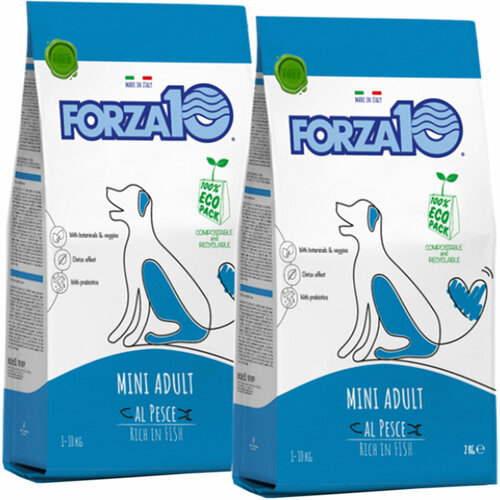 FORZA10 DOG MAINTENANCE ADULT MINI для взрослых собак маленьких пород с рыбой (2 + 2 кг) forza10 dog maintenance adult mini для взрослых собак маленьких пород с курицей и картофелем 2 2 кг