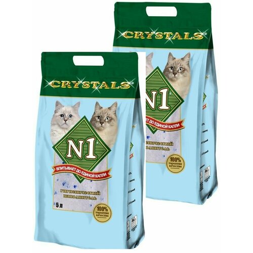 Наполнитель №1 Crystals для кошек силикагелевый голубые кристаллы, 5 л (2 кг) * 2 шт