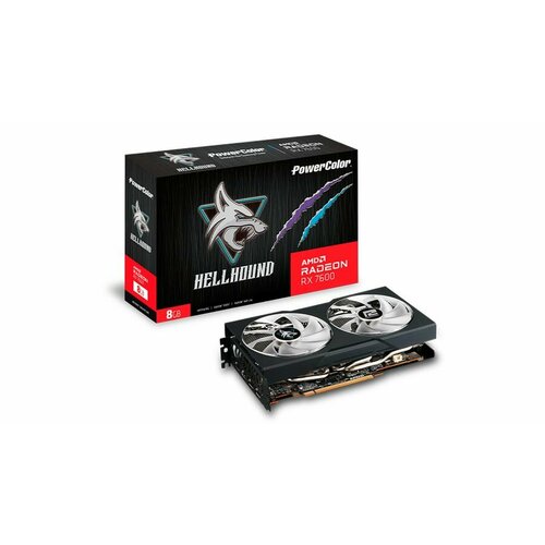 Видеокарта PowerColor RX7600 Hellhound 8GB GDDR6 128-bit DPx3 HDMI 2FAN RTL видеокарта sapphire rx7600 pulse 8gb 128 bit gddr6 hdmi 3xdp 2fan rtl