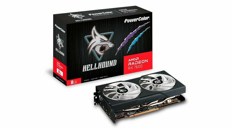 Видеокарта PowerColor RX7600 Hellhound 8GB GDDR6 128-bit DPx3 HDMI 2FAN RTL