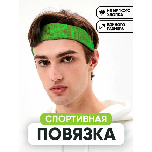 фото Спортивная повязка на голову хлопковая салатовая fou