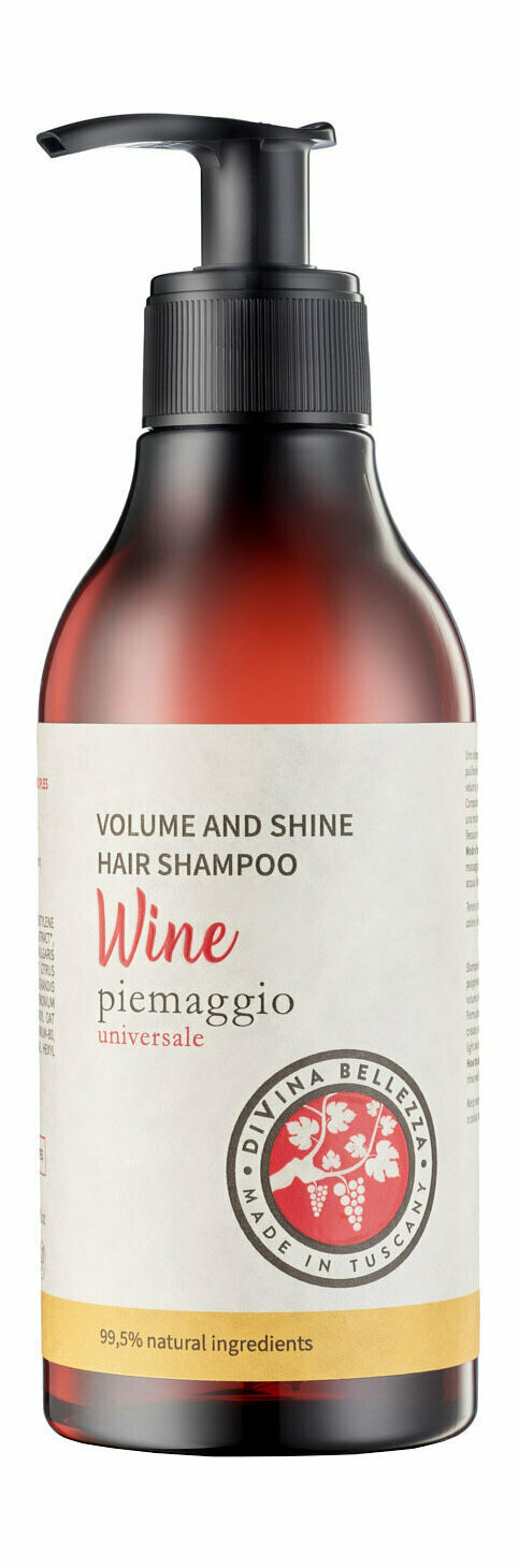 Шампунь для объема и сияния волос на основе красного вина Divina Bellezza Volume and Shine Hair Shampoo