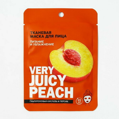 Тканевая маска для лица с гиалуроновой кислотой и персиком Very juicy peach, BEAUTY FOX