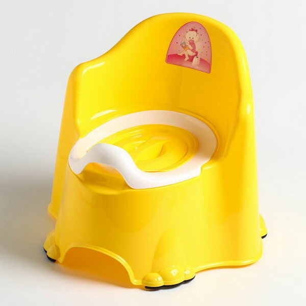 Горшок детский антискользящий "Комфорт" с крышкой, съёмная чаша, цвет жёлтый