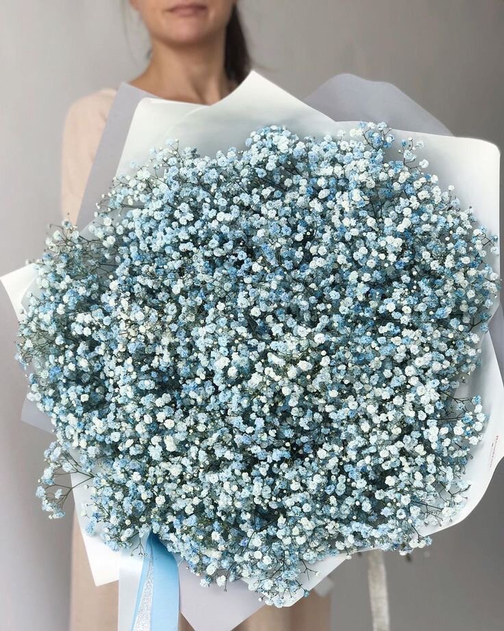 Букет голубой гипсофилы, красивый букет цветов, шикарный, цветы премиум.